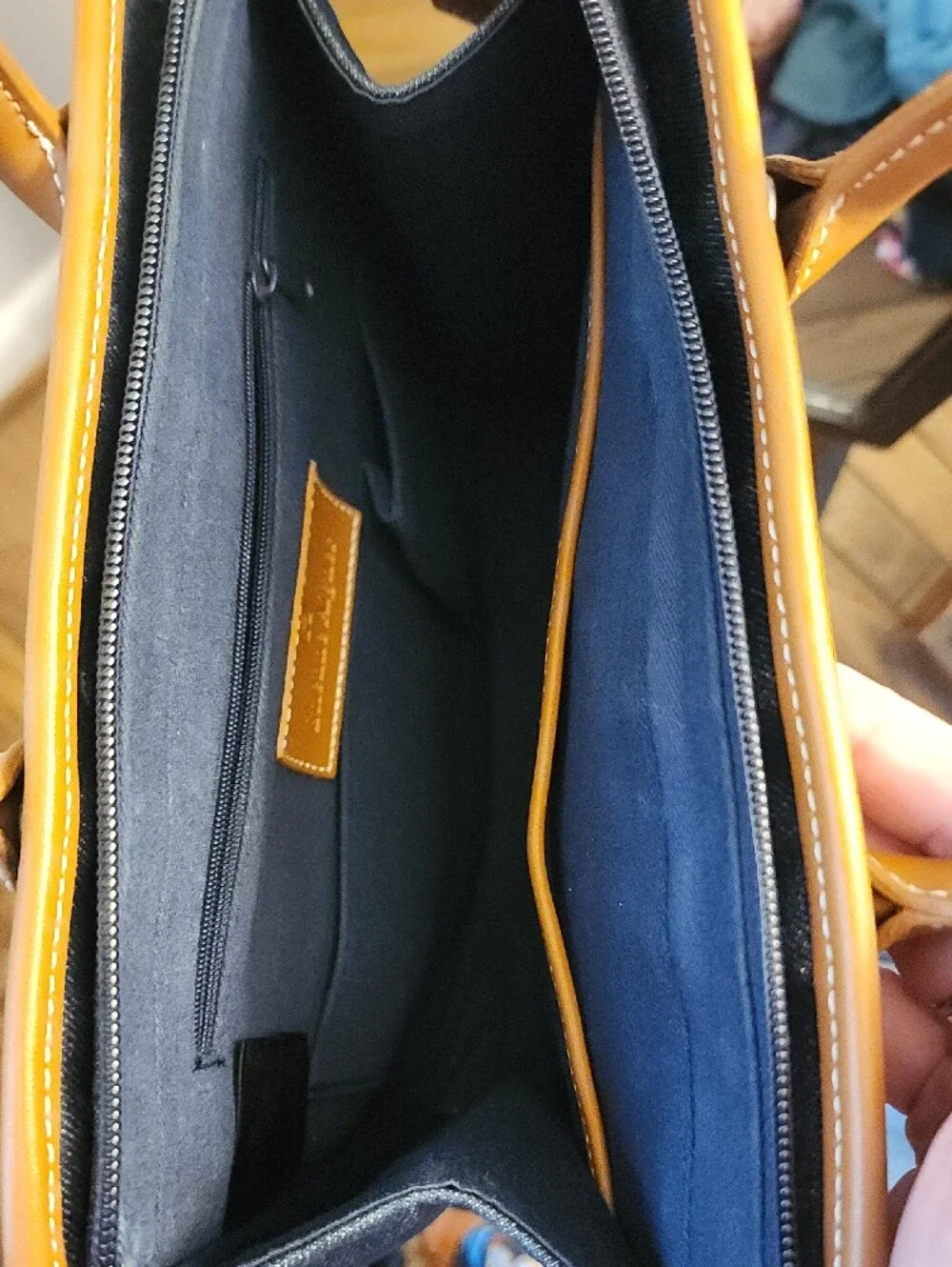 Etienne Aigner Denim & Tan Leather Tote Handbag